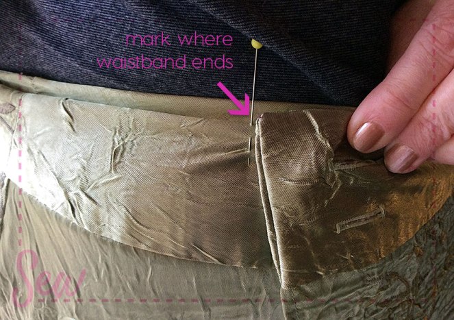 Mark waistband for buttons